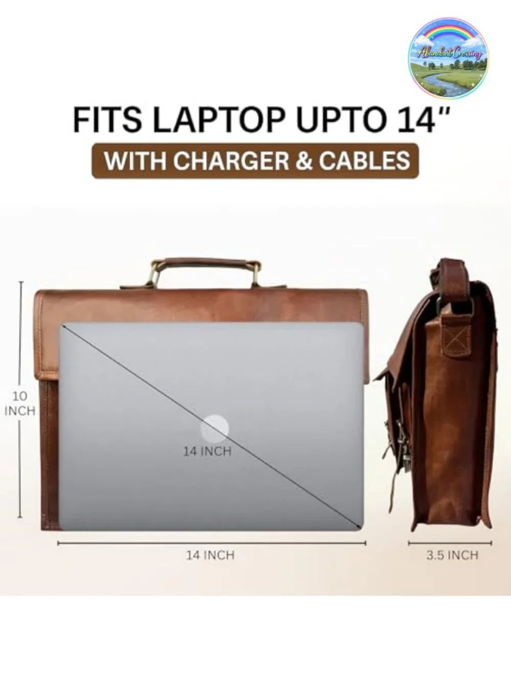 Full Grain Leather Laptop Messenger Bag 14